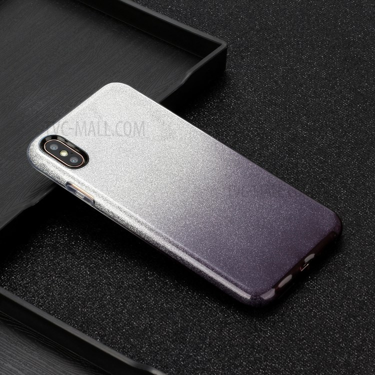 Gradient Color TPU + PC Hybrid Phone Cover Shell for iPhone X / iPhone XS 5.8-inch - Black-4