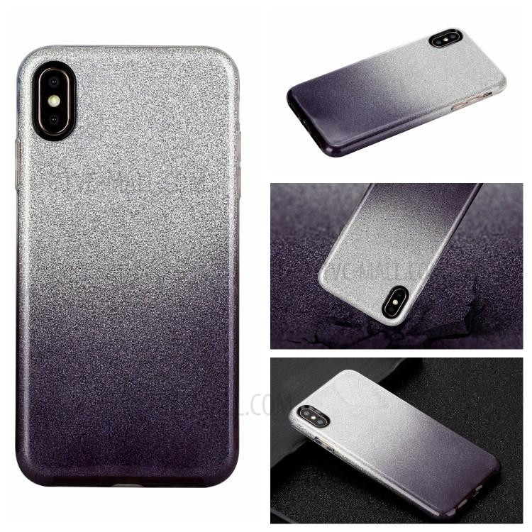 Gradient Color TPU + PC Hybrid Phone Cover Shell for iPhone X / iPhone XS 5.8-inch - Black-5