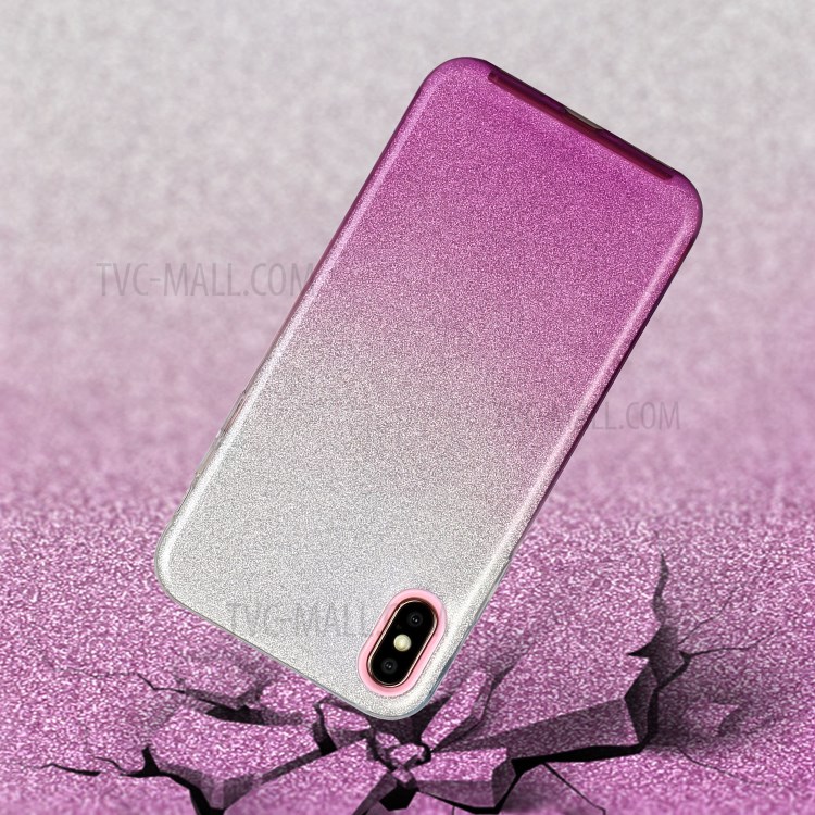 Gradient Color TPU + PC Hybrid Phone Cover Shell for iPhone X / iPhone XS 5.8-inch - Purple-3