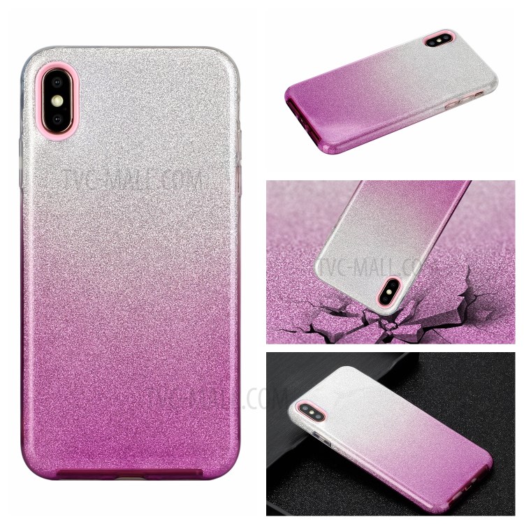 Gradient Color TPU + PC Hybrid Phone Cover Shell for iPhone X / iPhone XS 5.8-inch - Purple-5