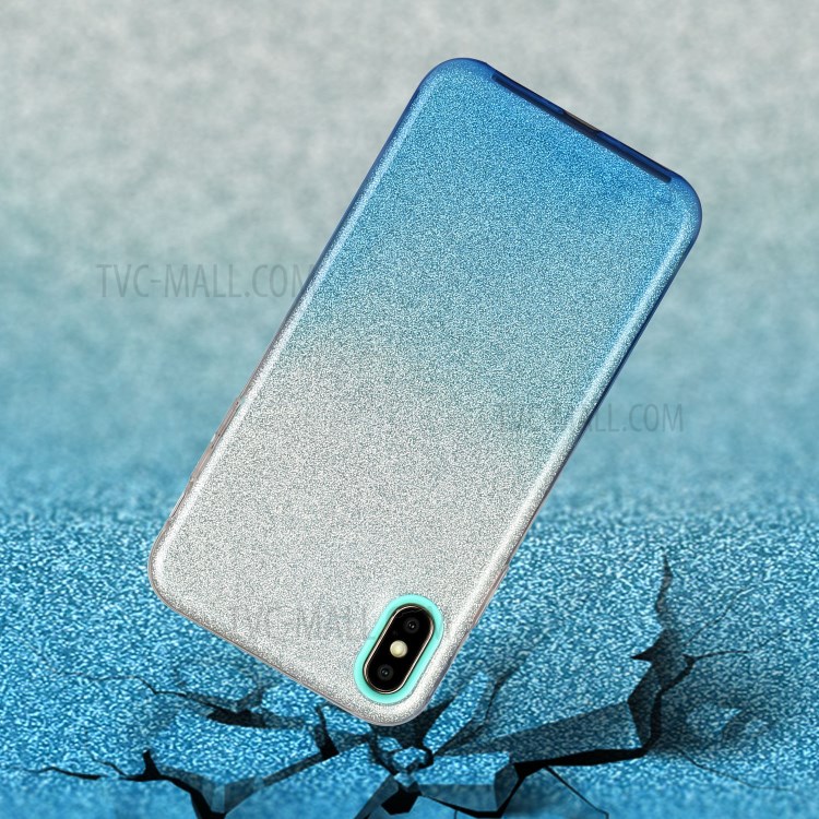 Градиент Цвета ТПУ + PC Гибрид Телефона Крышка Корпуса Для Iphone X / Iphone XS 5,8-дюймовый - Синий-3
