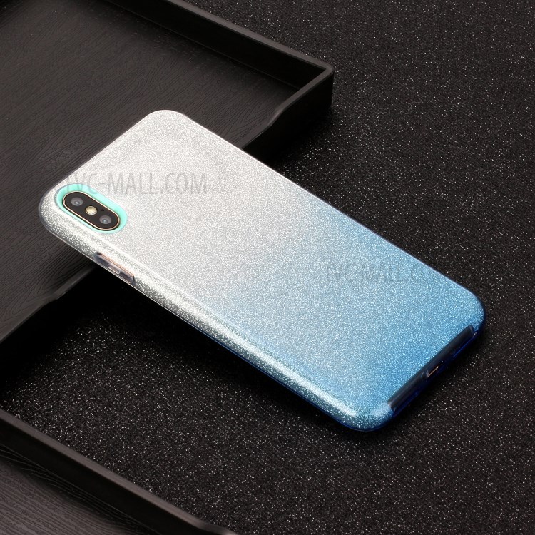 Градиент Цвета ТПУ + PC Гибрид Телефона Крышка Корпуса Для Iphone X / Iphone XS 5,8-дюймовый - Синий-4