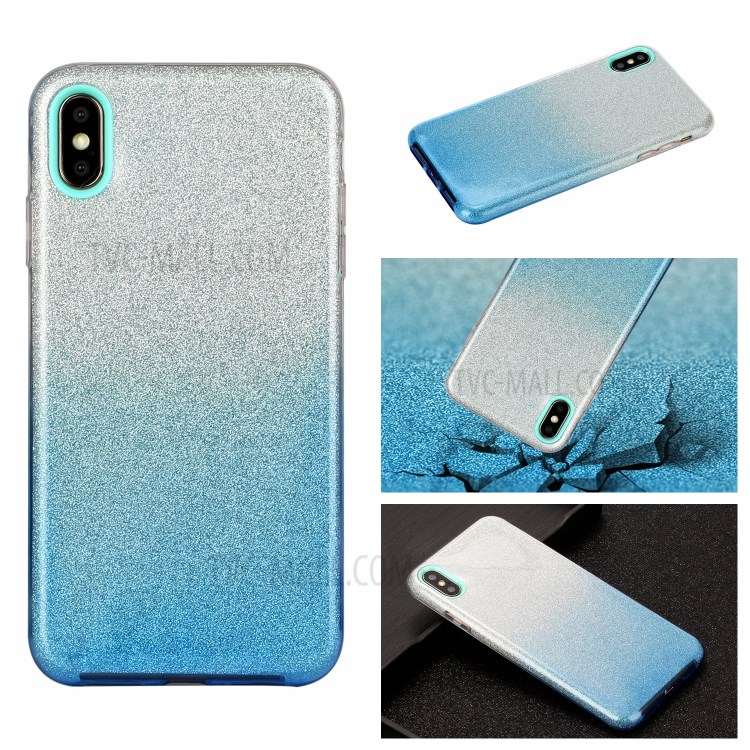 Градиент Цвета ТПУ + PC Гибрид Телефона Крышка Корпуса Для Iphone X / Iphone XS 5,8-дюймовый - Синий-5