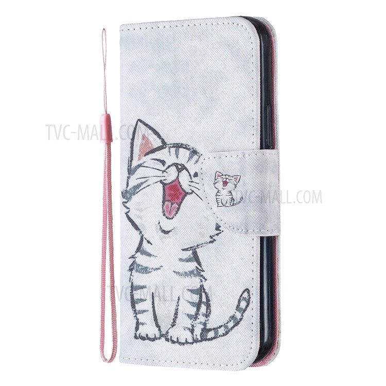 Pattern Printing Leather Wallet Shell for iPhone 12 Max/Pro 6.1 inch - Happy Cat-2