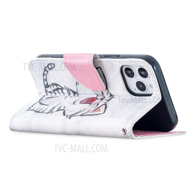 Pattern Printing Leather Wallet Shell for iPhone 12 Max/Pro 6.1 inch - Happy Cat-5