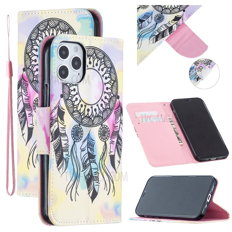 Pattern Printing Leather Wallet Shell for iPhone 12 Pro/12 - Dream Catcher-1