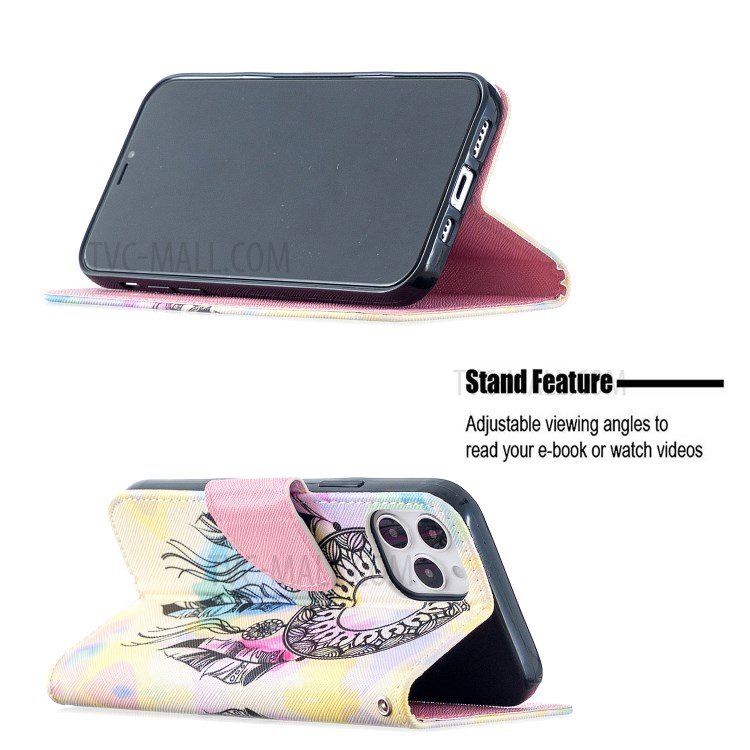 Pattern Printing Leather Wallet Shell for iPhone 12 Pro/12 - Dream Catcher-4