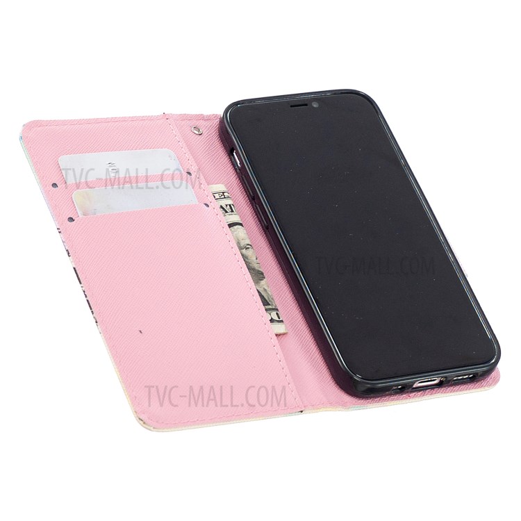 Pattern Printing Magnetic Leather Stand Case for iPhone 12 5.4 inch - Happy Cat-7