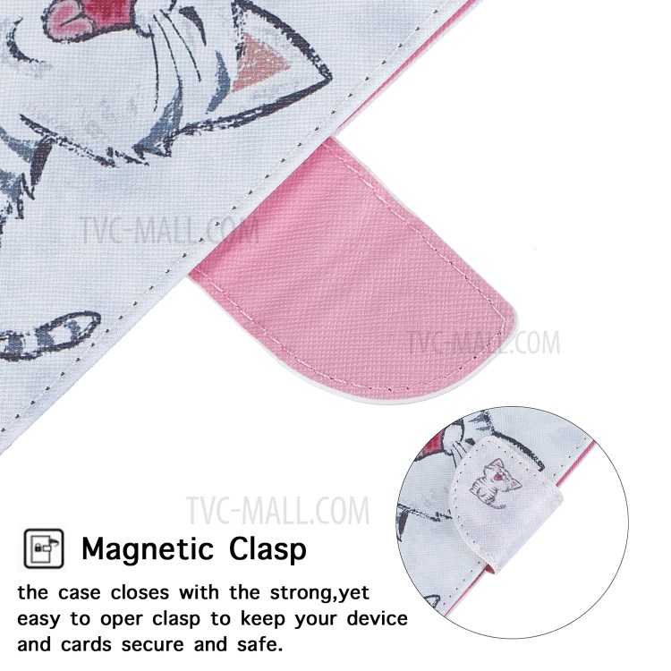 Pattern Printing Magnetic Leather Stand Case for iPhone 12 5.4 inch - Happy Cat-8