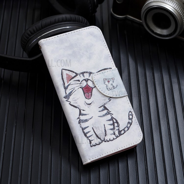 Pattern Printing Magnetic Leather Stand Case for iPhone 12 5.4 inch - Happy Cat-9