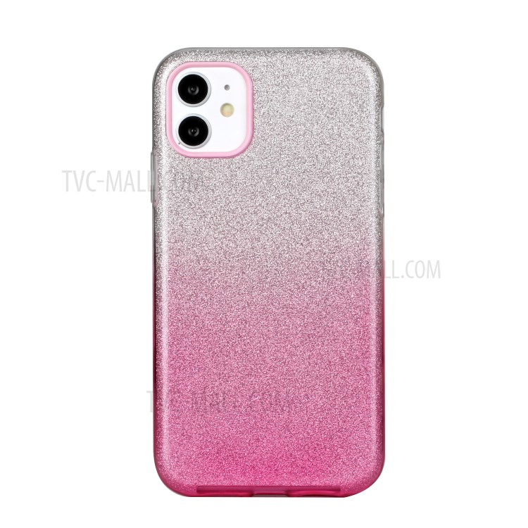 Gradient Color Glittery Powder PC+TPU Combo Case for iPhone 11 6.1 inch - Pink-1