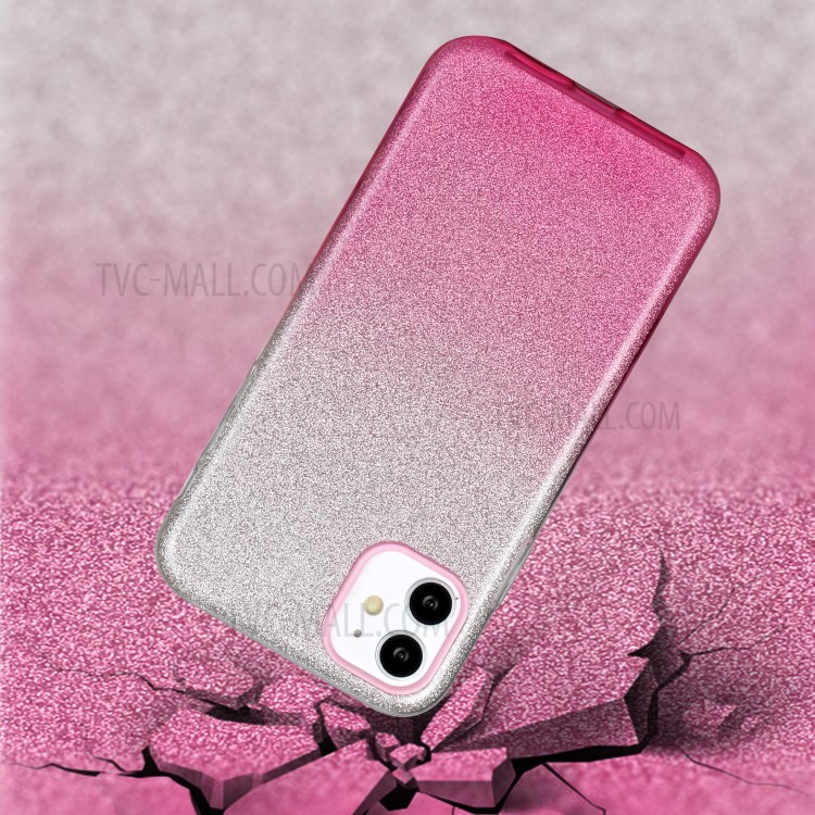 Gradient Color Glittery Powder PC+TPU Combo Case for iPhone 11 6.1 inch - Pink-3