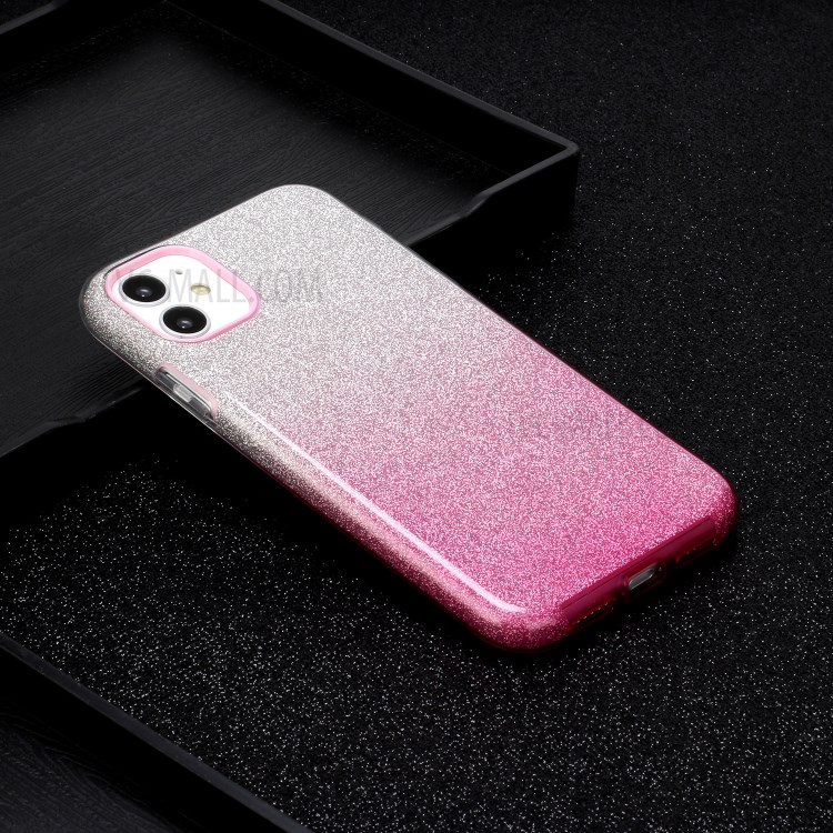 Gradient Color Glittery Powder PC+TPU Combo Case for iPhone 11 6.1 inch - Pink-5