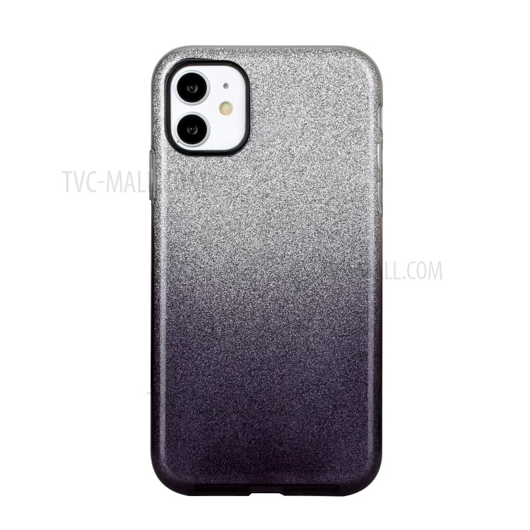 Gradient Color Glittery Powder PC+TPU Combo Case for iPhone 11 6.1 inch - Black-1
