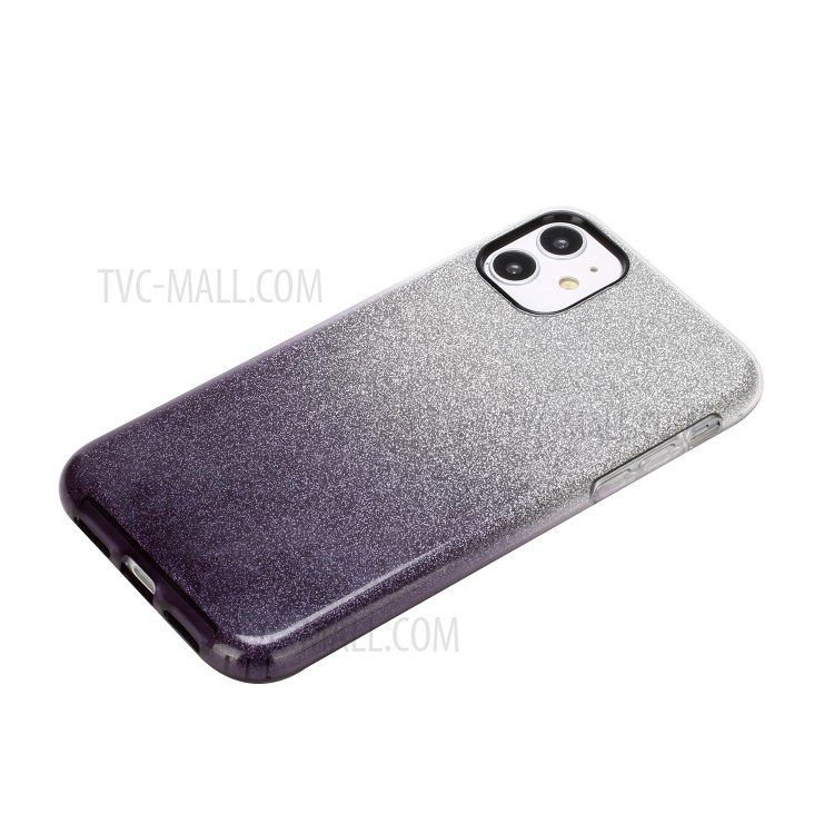 Gradient Color Glittery Powder PC+TPU Combo Case for iPhone 11 6.1 inch - Black-2