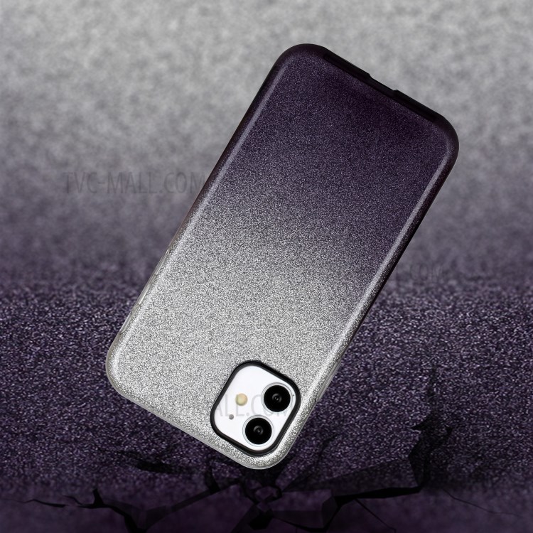 Gradient Color Glittery Powder PC+TPU Combo Case for iPhone 11 6.1 inch - Black-3