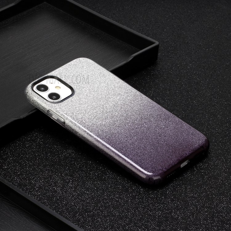 Gradient Color Glittery Powder PC+TPU Combo Case for iPhone 11 6.1 inch - Black-5