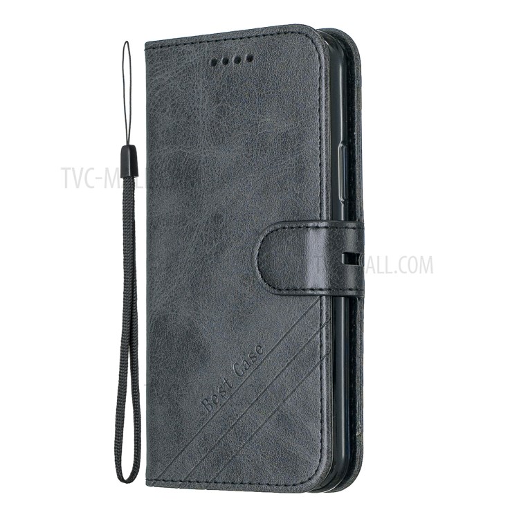 Leather Wallet Mobile Phone Case Cover with Strap for iPhone 12 5.4 inch - Black-2