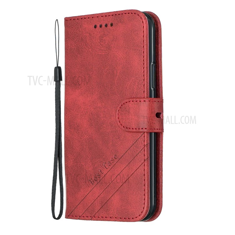 Leather Wallet Mobile Phone Case Cover with Strap for iPhone 12 mini - Red-2