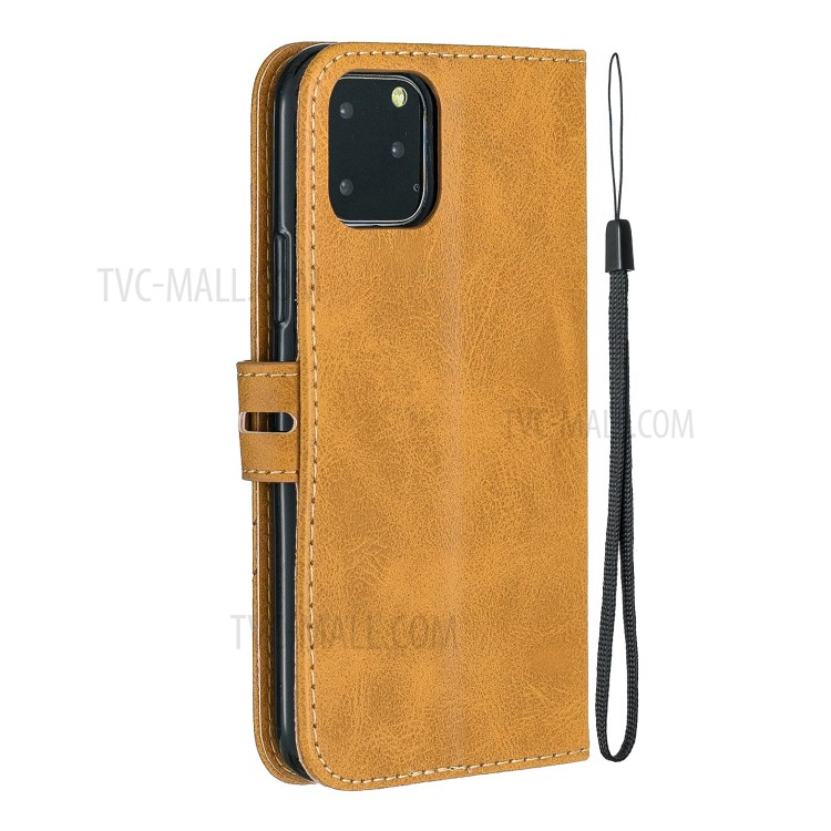 Wallet Leather Cover with Lanyard Case for iPhone 12 Pro/12 - Brown-3