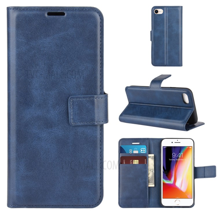 Wallet Leather Stand Case Protective Flip Shell for iPhone 8/7/SE (2nd Generation) - Blue-1
