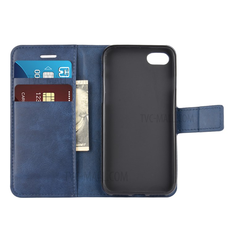Wallet Leather Stand Case Protective Flip Shell for iPhone 8/7/SE (2nd Generation) - Blue-4
