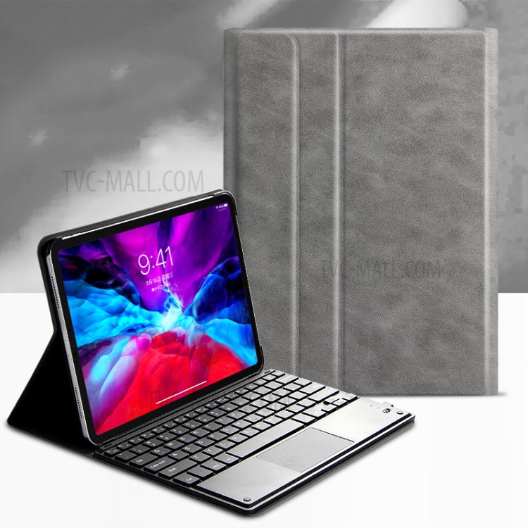 Bluetooth Keyboard Leather Stand Case Cover for iPad Pro 12.9-inch (2020) - Grey-19