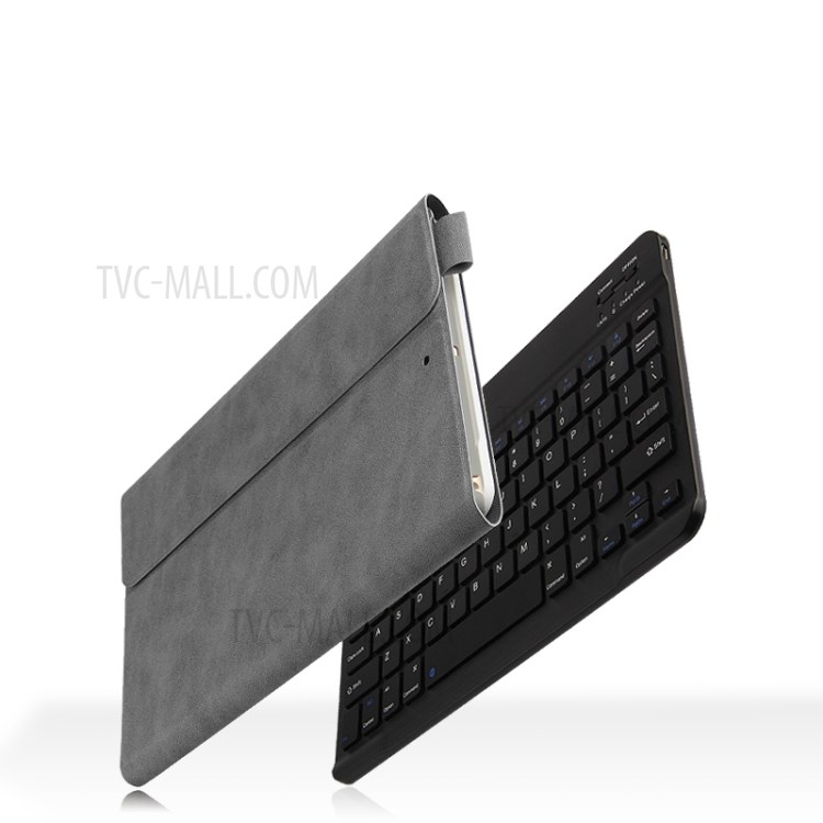 Bluetooth Keyboard Leather Stand Shell Case for iPad 9.7-inch (2018) - Grey / Black-17