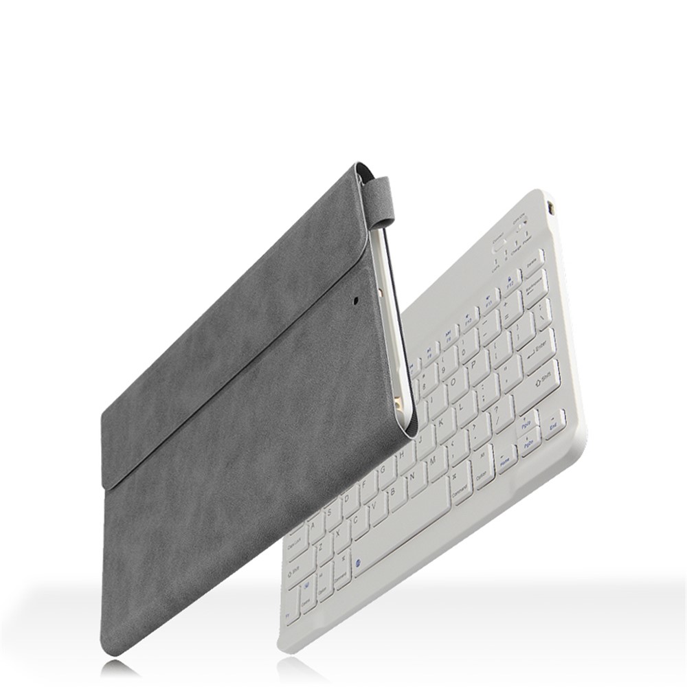 Caixa de Casca de Couro do Teclado Bluetooth Para Ipad 9,7 Polegadas (2018) - Cinza / Branco-9