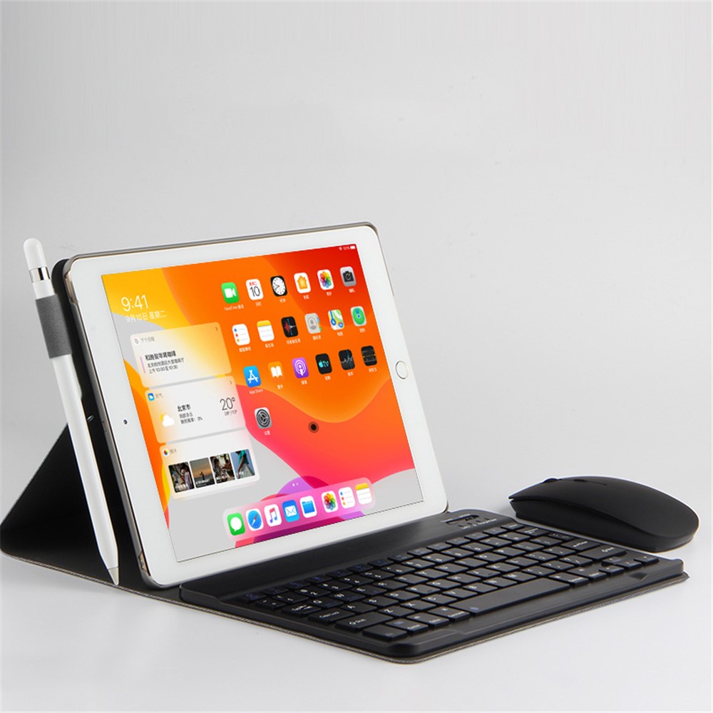 Bluetooth Keyboard Leather Stand Case Cover for iPad 10.2 (2019) - Grey / Black-2