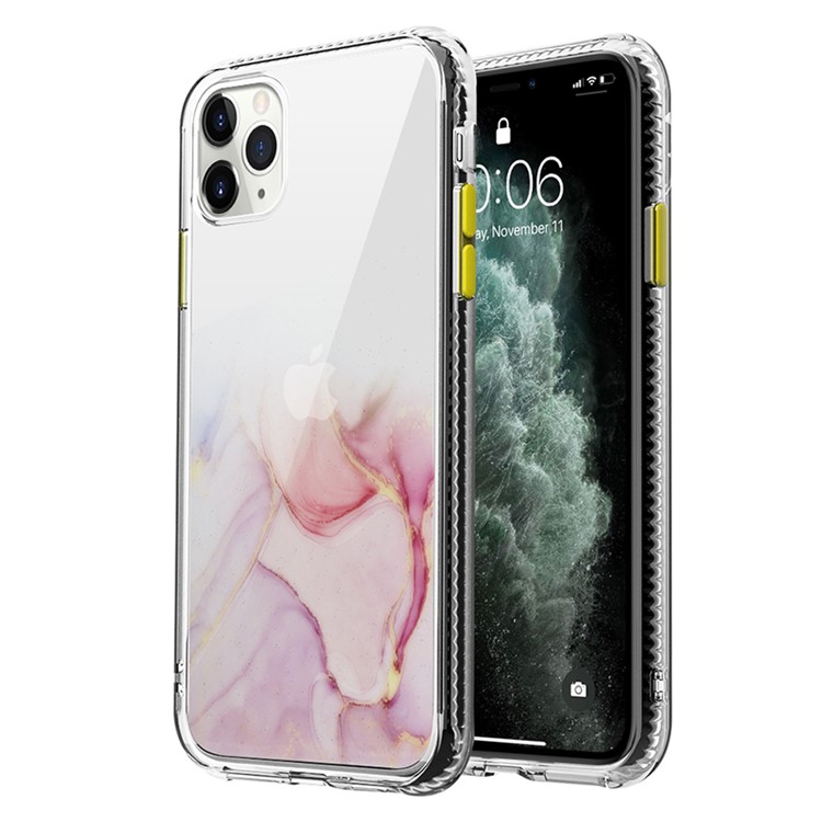 Marble Pattern TPU + Acrylic Combo Back Case for iPhone 12 mini - Pink-1