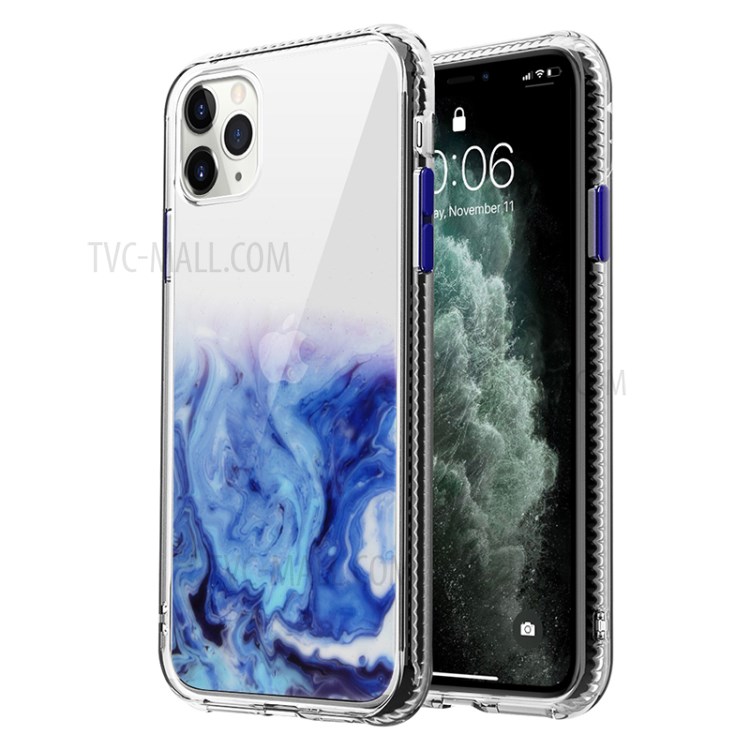 Marble Pattern TPU + Acrylic Combo Back Case for iPhone 12 mini - Blue-1