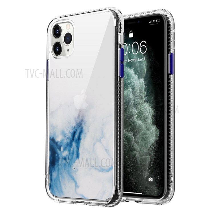 Teste Padrão De Mármore TPU Caso Híbrido De Acrílico + Para Iphone 12 Pro Máximo De 6,7 Polegadas - Céu Azul-1