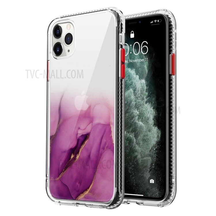 Marble Pattern TPU + Acrylic Hybrid Case for iPhone 12 Pro Max 6.7 inch - Purple-1