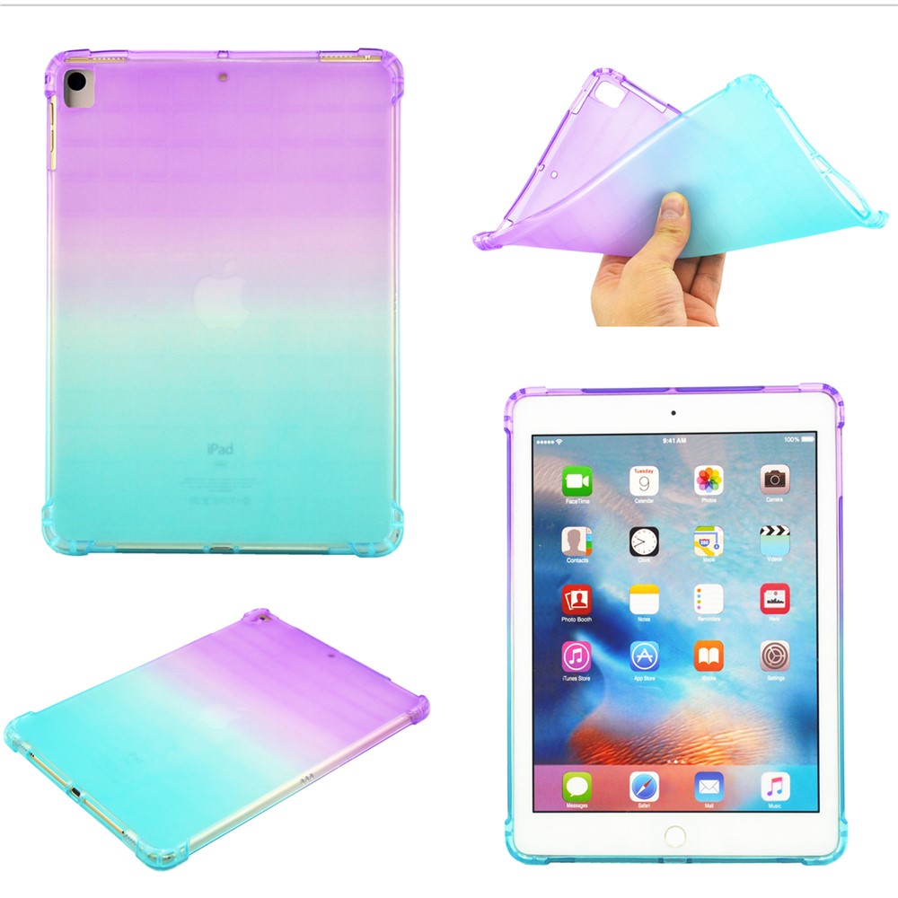 Gradient Color Shockproof TPU Tablet Cover for iPad 10.2 (2021)/(2020)/(2019) / Air 10.5 inch (2019) / Pro 10.5-inch (2017) - Purple/Cyan
