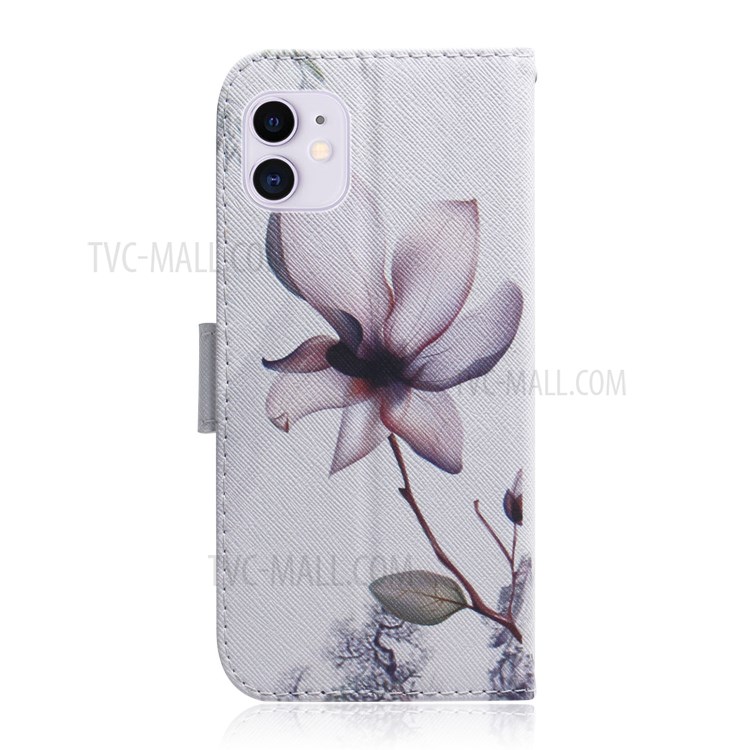 Pattern Printing PU Leather Wallet Case for iPhone 12 5.4-inch - Flower-3