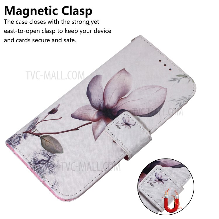 Pattern Printing PU Leather Wallet Case for iPhone 12 5.4-inch - Flower-4