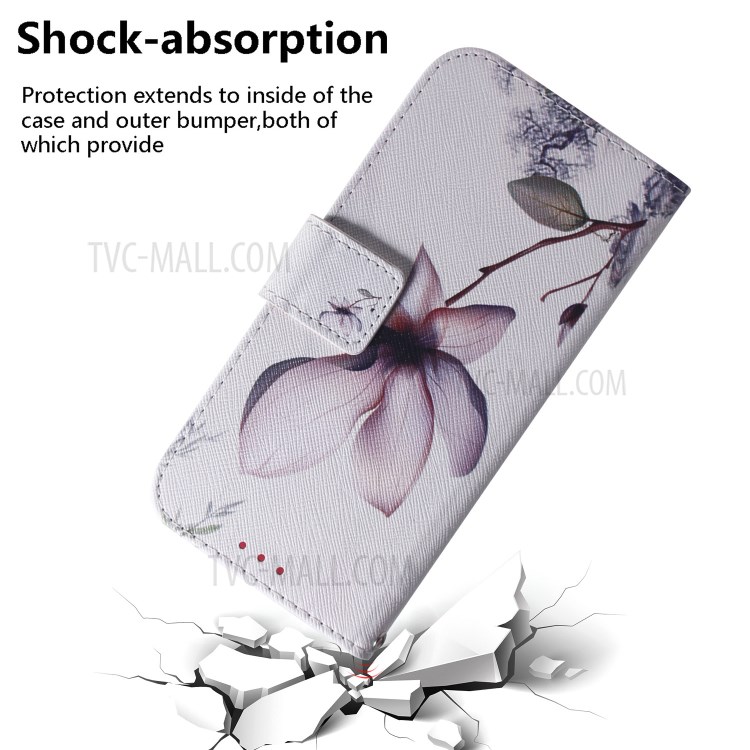 Pattern Printing PU Leather Wallet Case for iPhone 12 5.4-inch - Flower-5