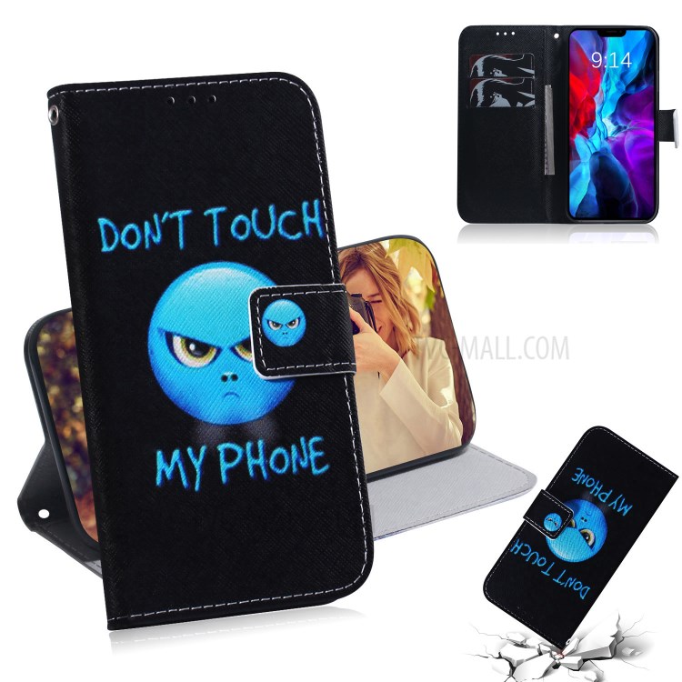 Pattern Printing PU Leather Wallet Case for iPhone 12 mini - Don't Touch My Phone-1