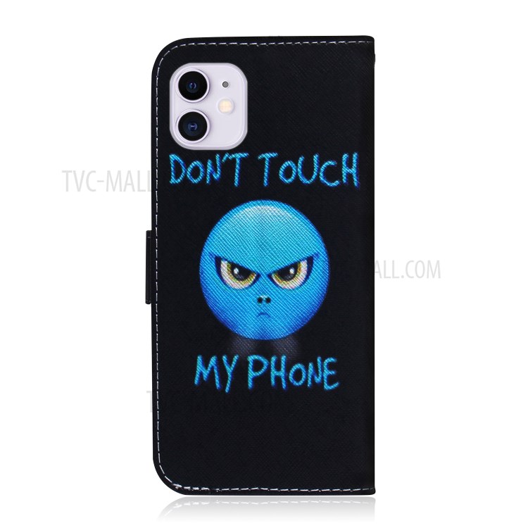 Pattern Printing PU Leather Wallet Case for iPhone 12 mini - Don't Touch My Phone-3