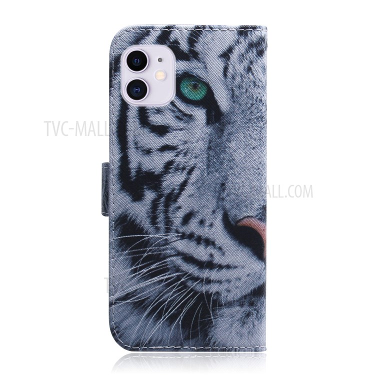 Pattern Printing PU Leather Wallet Case for iPhone 12 mini - Tiger-3