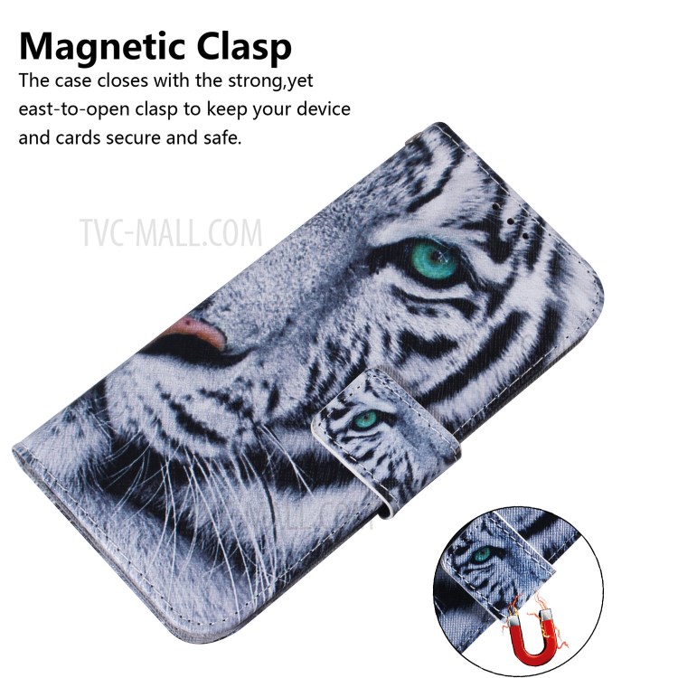 Pattern Printing PU Leather Wallet Case for iPhone 12 mini - Tiger-4
