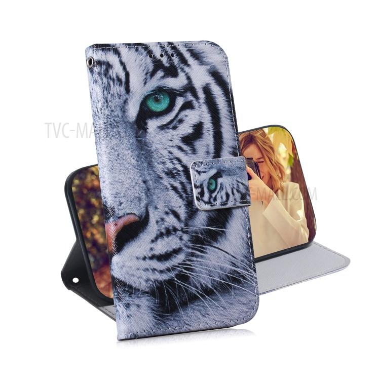 Pattern Printing PU Leather Wallet Case for iPhone 12 mini - Tiger-7