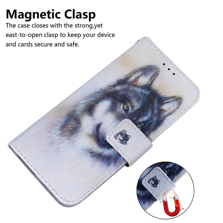 Pattern Printing PU Leather Wallet Stand Case for iPhone 12 Pro / iPhone 12 Max 6.1-inch - Wolf-4