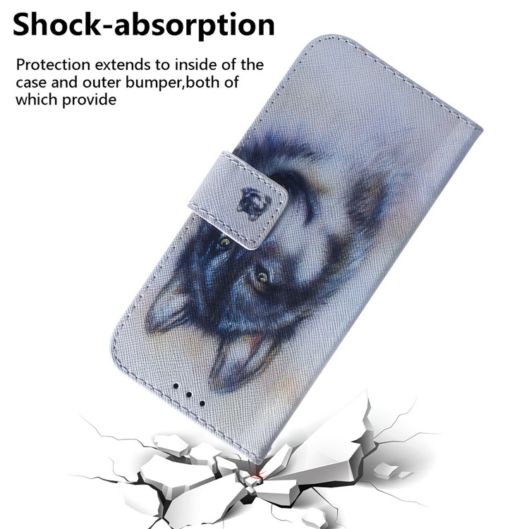 Musterdruck PU Leder Brieftasche Hülle Für Iphone 12 Pro/12 - Wolf