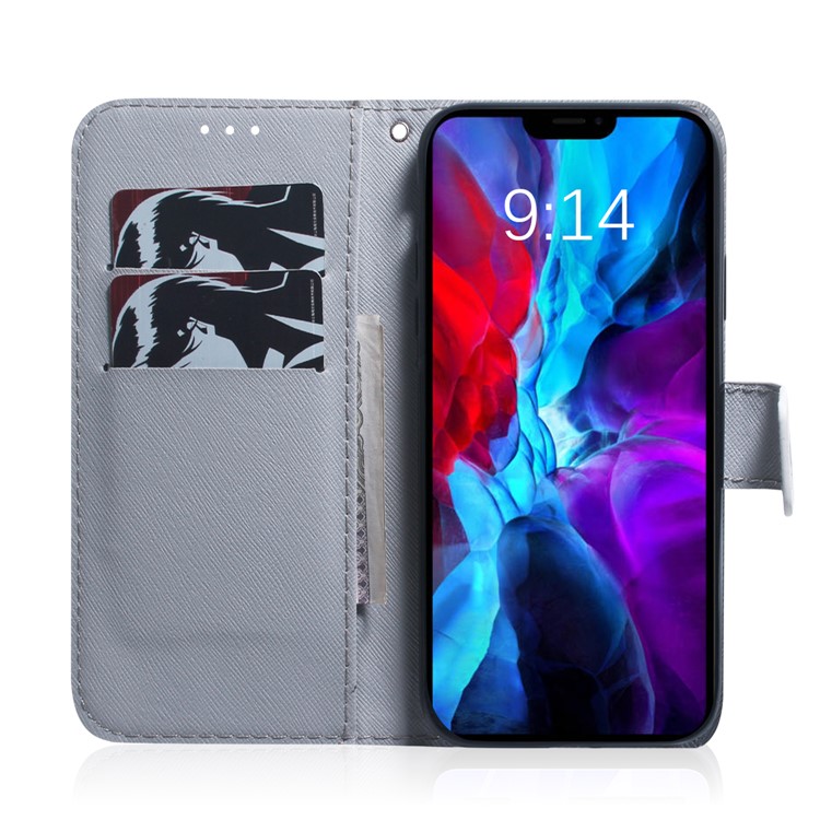 Pattern Printing PU Leather Wallet Stand Case for iPhone 12 Pro / iPhone 12 Max 6.1-inch - Wolf-8