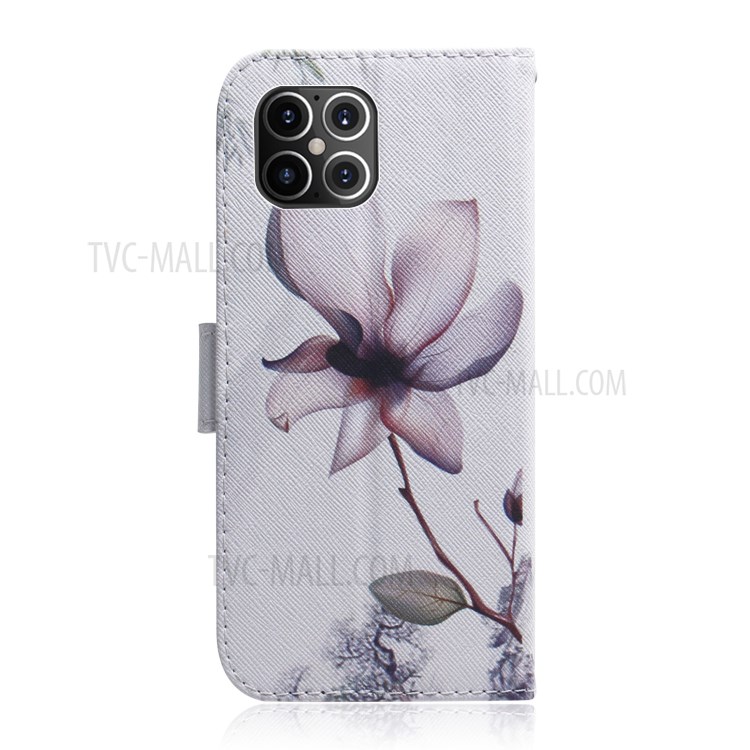 Pattern Printing PU Leather Wallet Cover Case for iPhone 12 Pro Max 6.7-inch - Beautiful Flower-3