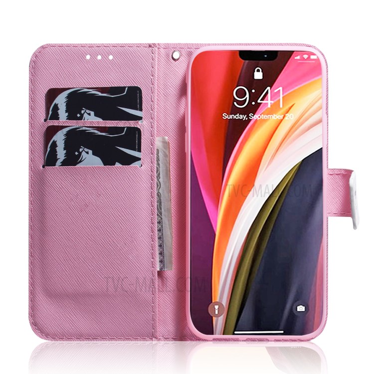 Pattern Printing PU Leather Wallet Cover Case for iPhone 12 Pro Max 6.7-inch - Beautiful Flower-8