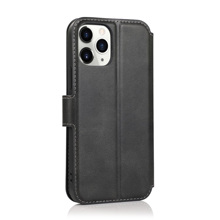 For iPhone 12 mini 5.4 inch Shockproof Phone Case Retro Leather Wallet Stand Flip Cover - Black-3