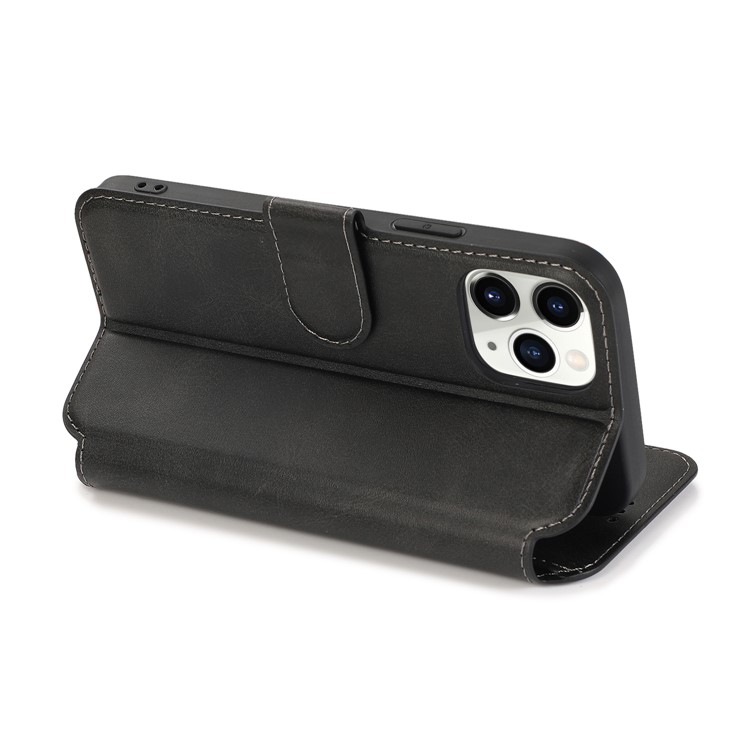 For iPhone 12 mini 5.4 inch Shockproof Phone Case Retro Leather Wallet Stand Flip Cover - Black-5